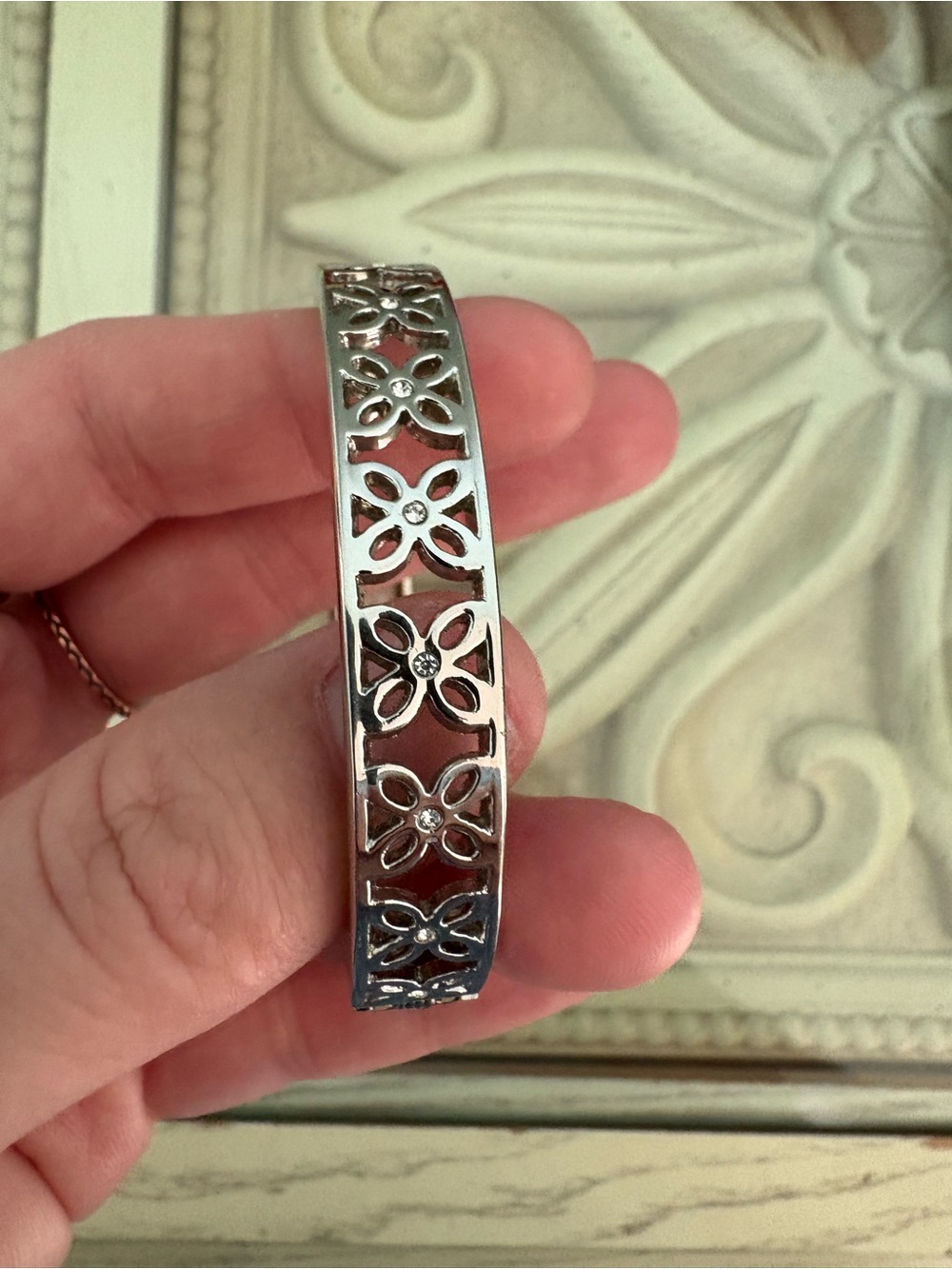 Silver Crystal-Accent Women's Bracelet Watch - Picture 3 of 4